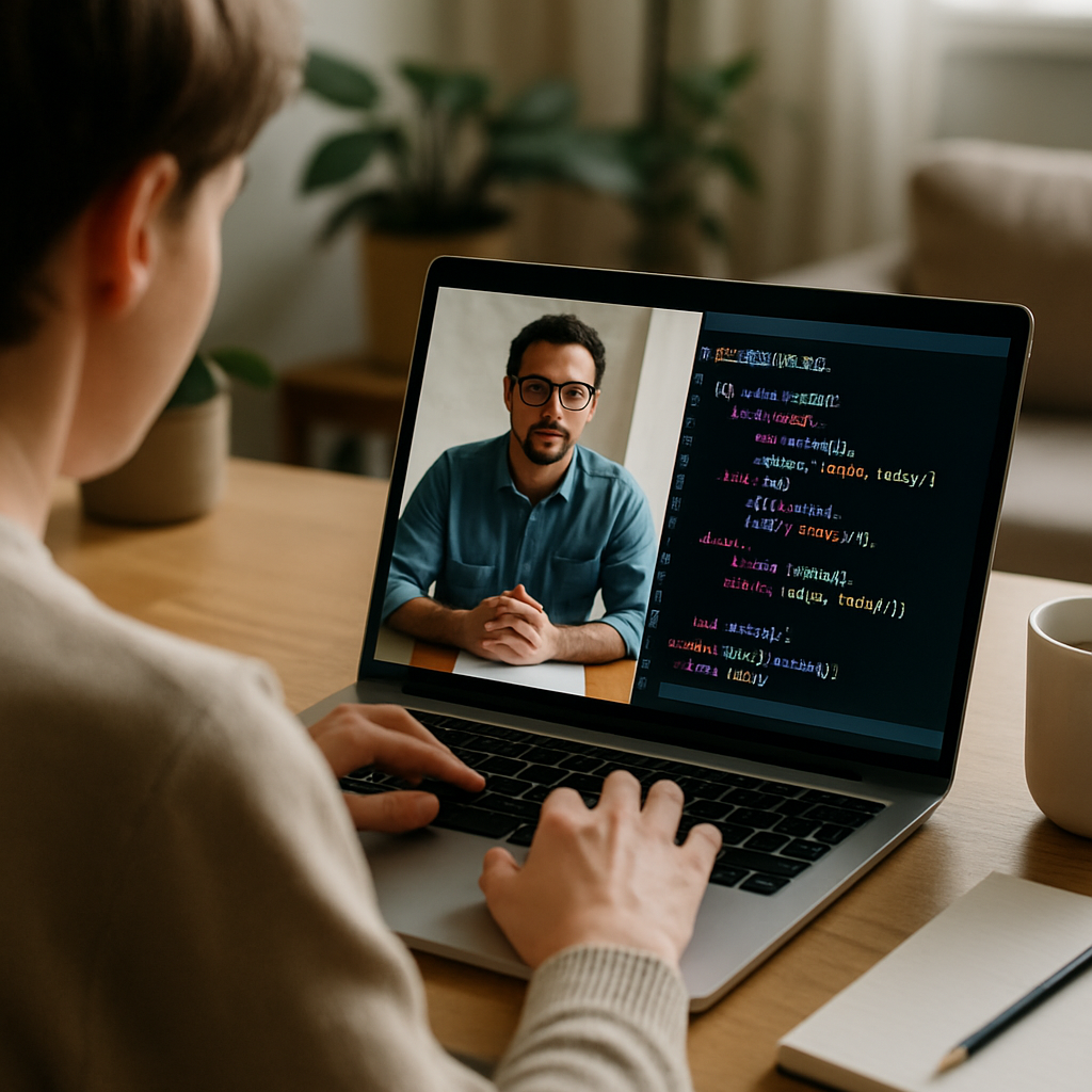 person learning programming online education